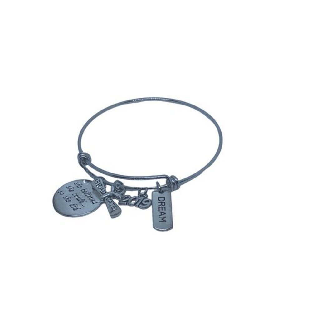 Graduation Bracelet She Believed She Could So She Did Inspirational Charm Bangle